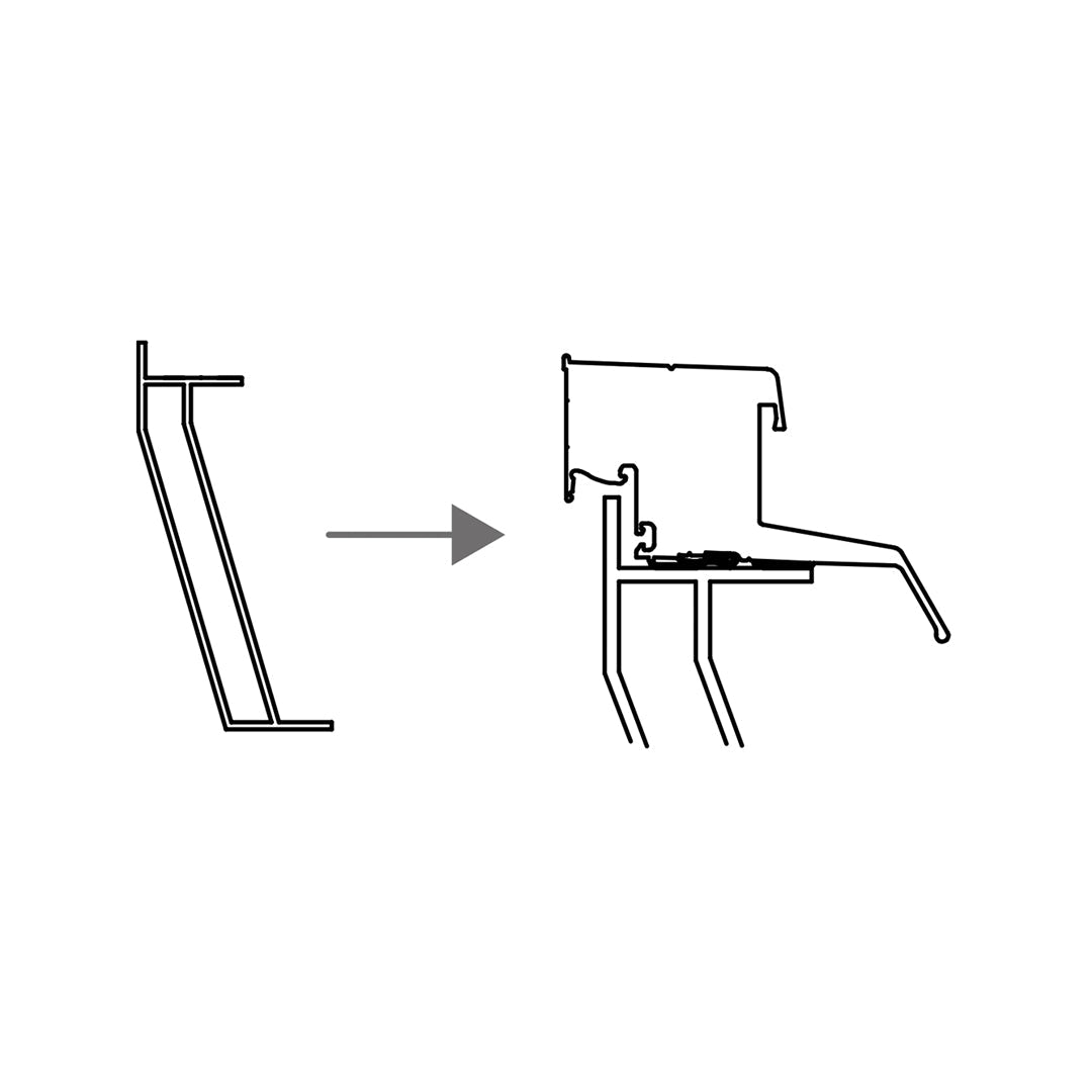 Sanierungsrahmen PVC mit Einsätzen für Lichtkuppel oder Flachdachfenster 0500 x 1100 mm