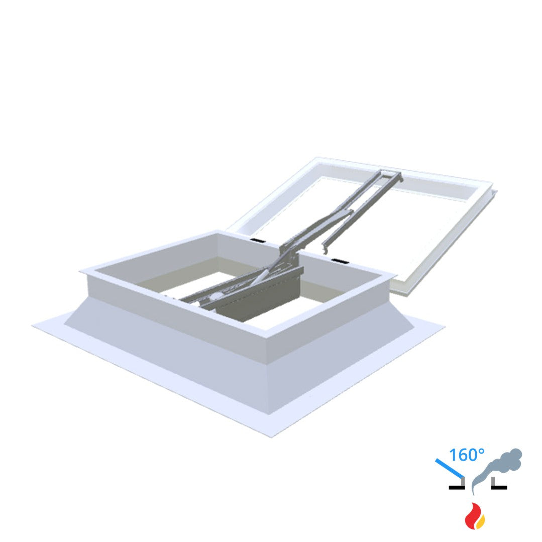Skylux 160° CE mit Kuppel und Polyester-Aufsatzkranz 30/20 mit LM-Motor 0700 x 1000 mm