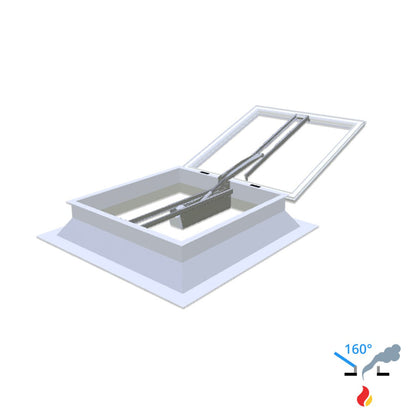 Skylux 160° CE mit Kuppel und Polyester-Aufsatzkranz 30/20 mit LM-Motor 1600 x 1600 mm