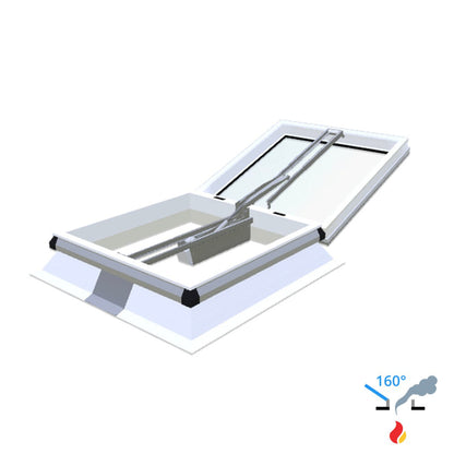 Skylux 160° CE mit Kuppel und PVC-Aufsatzkranz 30/20 mit Doppel-LM-Motor und Windschutz - iDome 0900 x 0900 mm