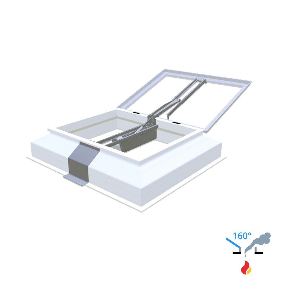 Skylux 160° CE mit Kuppel und PVC-Aufsatzkranz 35/30 mit LM-Motor 0750 x 1050 mm