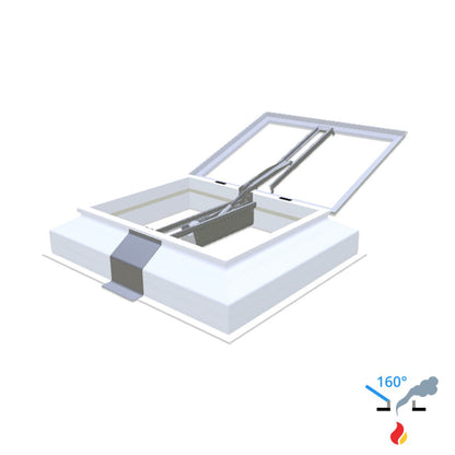 Skylux 160° CE mit Kuppel und PVC-Aufsatzkranz 35/30 mit LM-Motor 0750 x 1050 mm