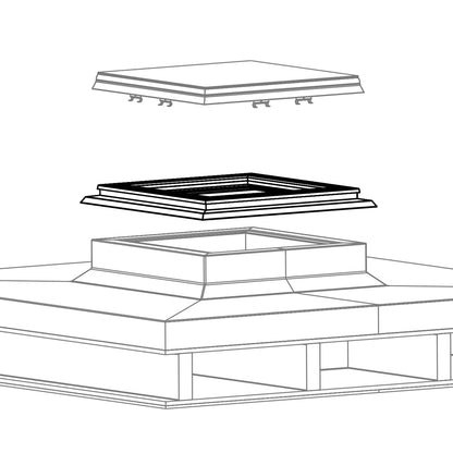 Sanierungsrahmen PVC mit Einsätzen für Lichtkuppel oder Flachdachfenster 0400 x 2200 mm